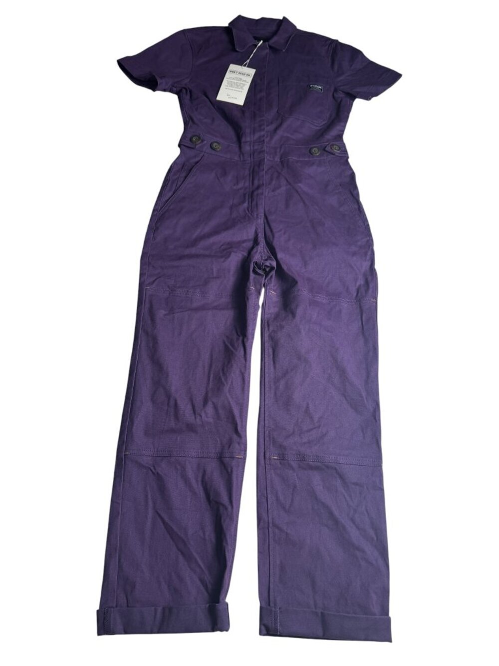 Wildfang Essential High Waisted Coverall XS Plum Purple Utility Jumpsuit NWT
